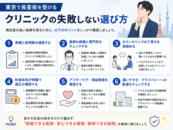 東京で長茎術を受けるクリニックの失敗しない選び方