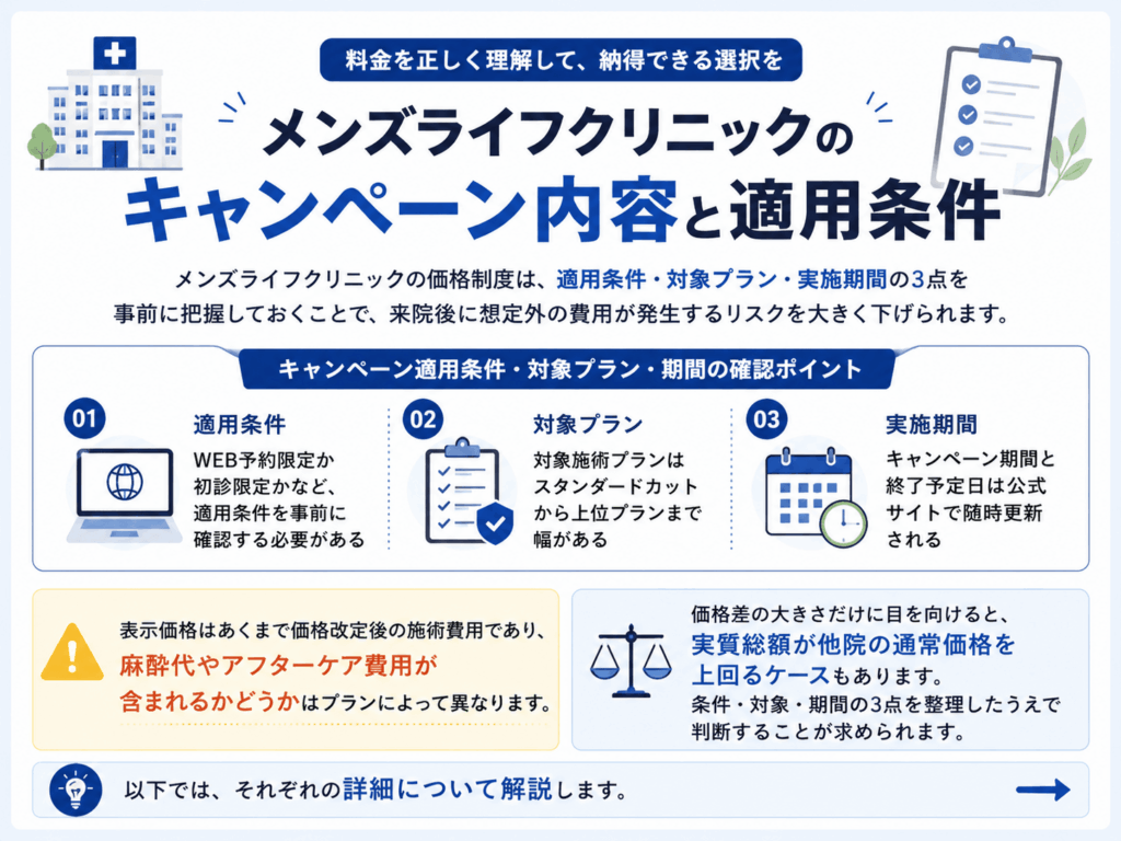 メンズライフクリニックのキャンペーン内容と適用条件画像