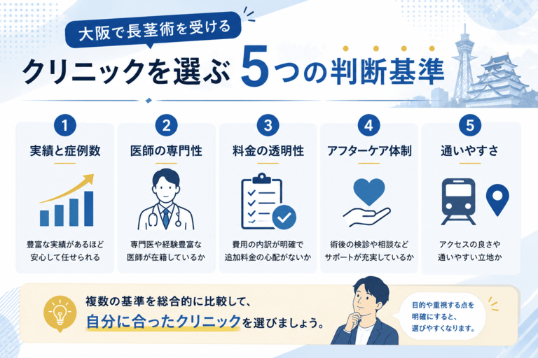 大阪で長茎術を受けるクリニックを選ぶ5つの判断基準