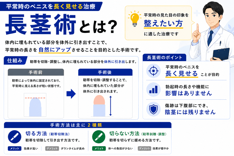 長茎術とは？平常時のペニスを長く見せる手術