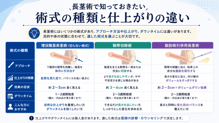 長茎術で知っておきたい術式の種類と仕上がりの解説