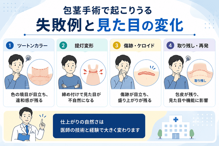 包茎手術で起こりうる失敗例と見た目の変化