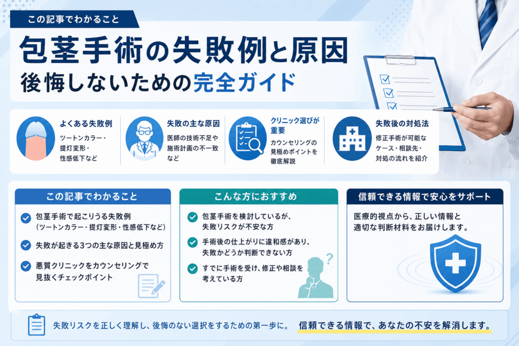 包茎手術の失敗についてのポイントまとめ画像