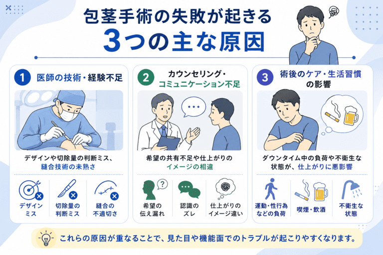 包茎手術の失敗が起きる3つの主な原因