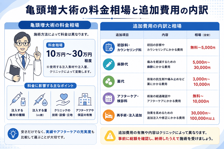 亀頭増大術の料金相場と追加費用の内訳