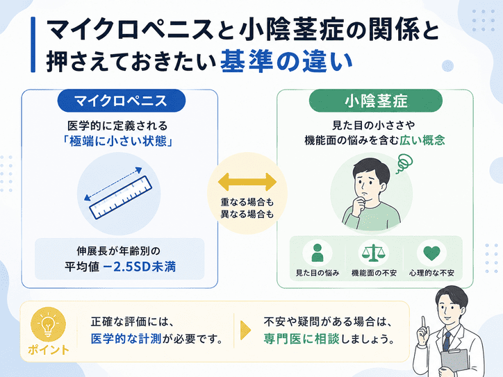 マイクロペニスと小陰茎症の関係と押さえておきたい基準の違い