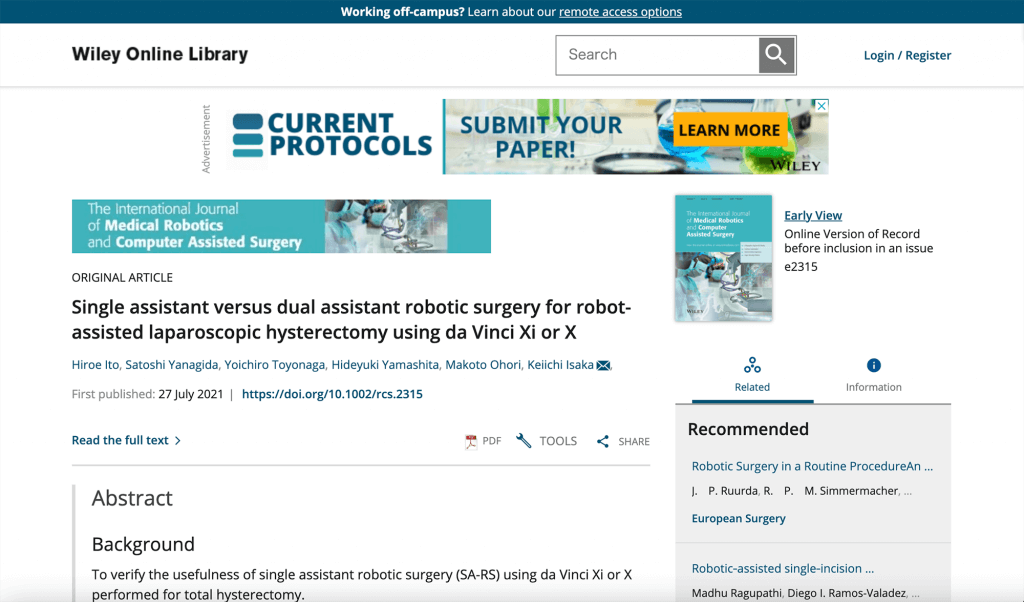 The International Journal of Medical Robotics and Computer Assisted Surgery
