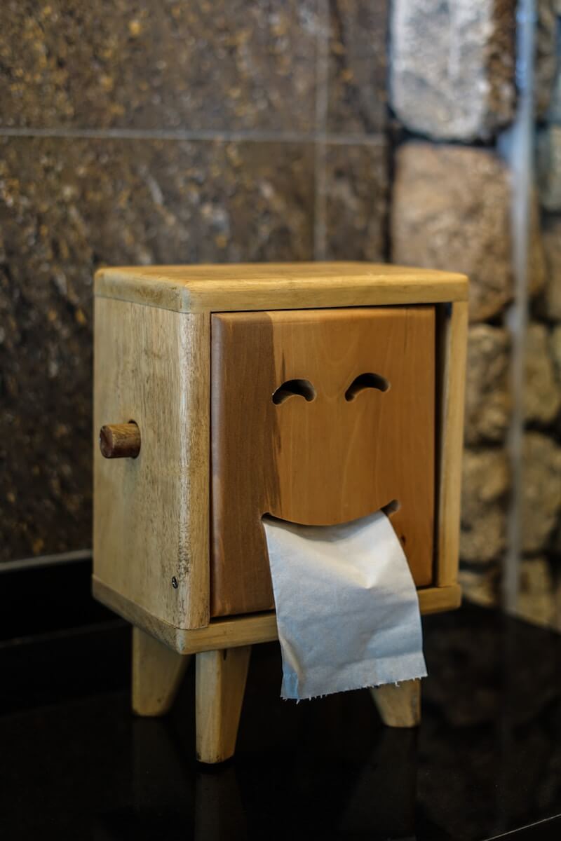 brown wooden tissue box